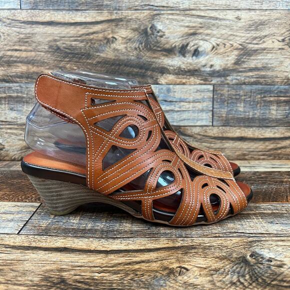 L'artiste Spring Step Flourish Gladiator Sandals Women's 37 Brown Leather Heels - Picture 4 of 10